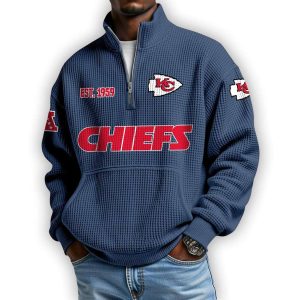Chiefs Est 1959 Waffle Stand Collar Half Zip Sweatshirt3