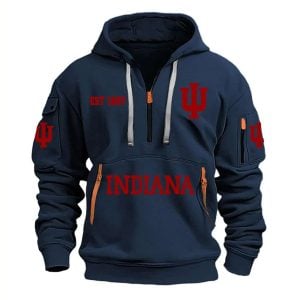 Indiana Football Est 1887 Hoodie Half Zipper1