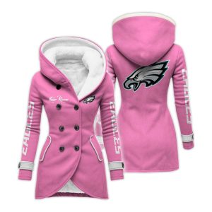 Personalized Eagles Long Hooded Fleece Jacket3