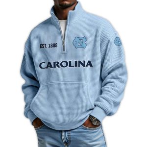 Carolina Football Est 1888 Waffle Stand Collar Half Zip Sweatshirt
