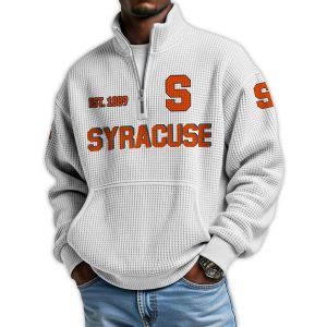 Syracuse Football Est 1889 Waffle Stand Collar Half Zip Sweatshirt4