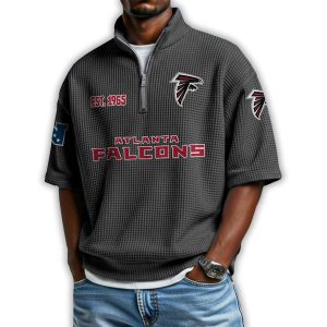 Falcons Est 1965 Waffle Stand Collar Half Zip Polo Shirt 1 Falcons Est 1965 Waffle Stand Collar Half Zip Polo Shirt1