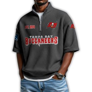 Buccaneers Est 1974 Waffle Stand Collar Half Zip Polo Shirt 1 Buccaneers Est 1974 Waffle Stand Collar Half Zip Polo Shirt1