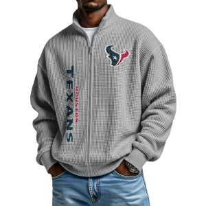 Texans Football Waffle Zip Up Sweatshirt4