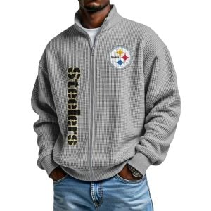 Steelers Football Waffle Zip-Up Sweatshirt 4 Steelers Football Waffle Zip Up Sweatshirt4