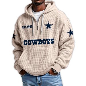 Cowboys Est 1960 Quarter Zip Waffle Hoodie4