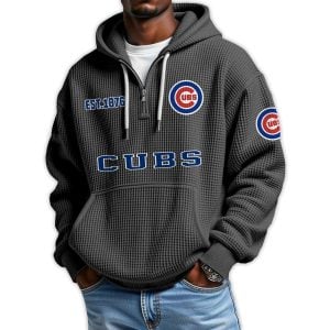 Cubs Est 1876 Quarter Zip Waffle Hoodie2