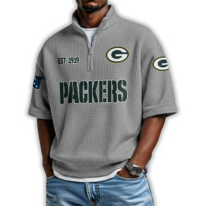 Packers Est 1919 Waffle Stand Collar Half Zip Polo Shirt 2 Packers Est 1919 Waffle Stand Collar Half Zip Polo Shirt2