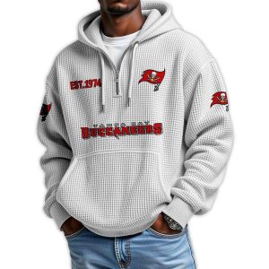 Buccaneers Est 1974 Quarter Zip Waffle Hoodie4