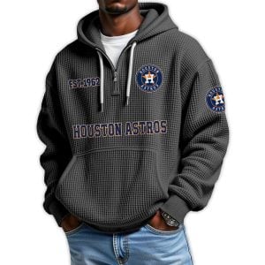 Astros Est 1962 Quarter Zip Waffle Hoodie1