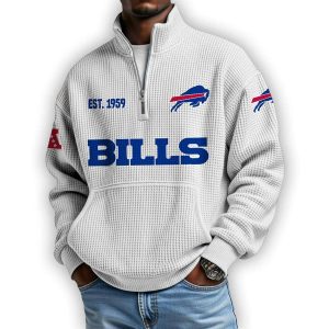 Bills Est 1959 Waffle Stand Collar Half Zip Sweatshirt4