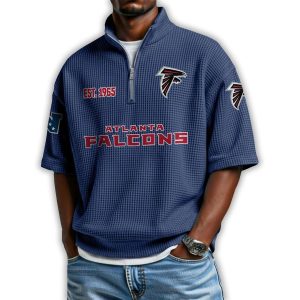 Falcons Est 1965 Waffle Stand Collar Half Zip Polo Shirt 3 Falcons Est 1965 Waffle Stand Collar Half Zip Polo Shirt3