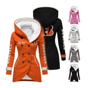 Personalized Bengals Long Hooded Fleece Jacket