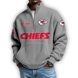 Chiefs Est 1959 Waffle Stand Collar Half Zip Sweatshirt2