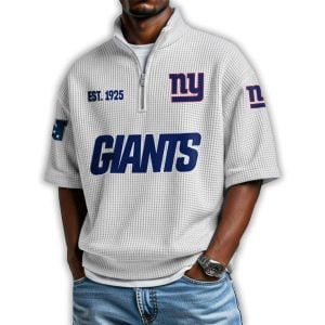 Giants Est 1925 Waffle Stand Collar Half Zip Polo Shirt4