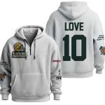 Love 10 Packers 4X SBowl Champions Quarter Zip Waffle Hoodie