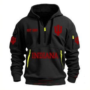 Indiana Football Est 1887 Hoodie Half Zipper2