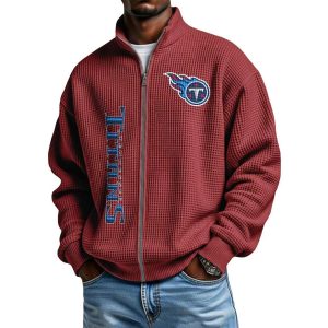 Titans Football Waffle Zip Up Sweatshirt2