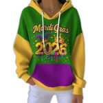 Mardi Gras 2026 Pit Striped Hoodie