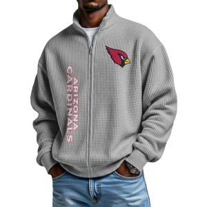 Cardinals Football Waffle Zip Up Sweatshirt4