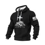Men's Jesus Saved My Life Checkered Cotton Hoodie
