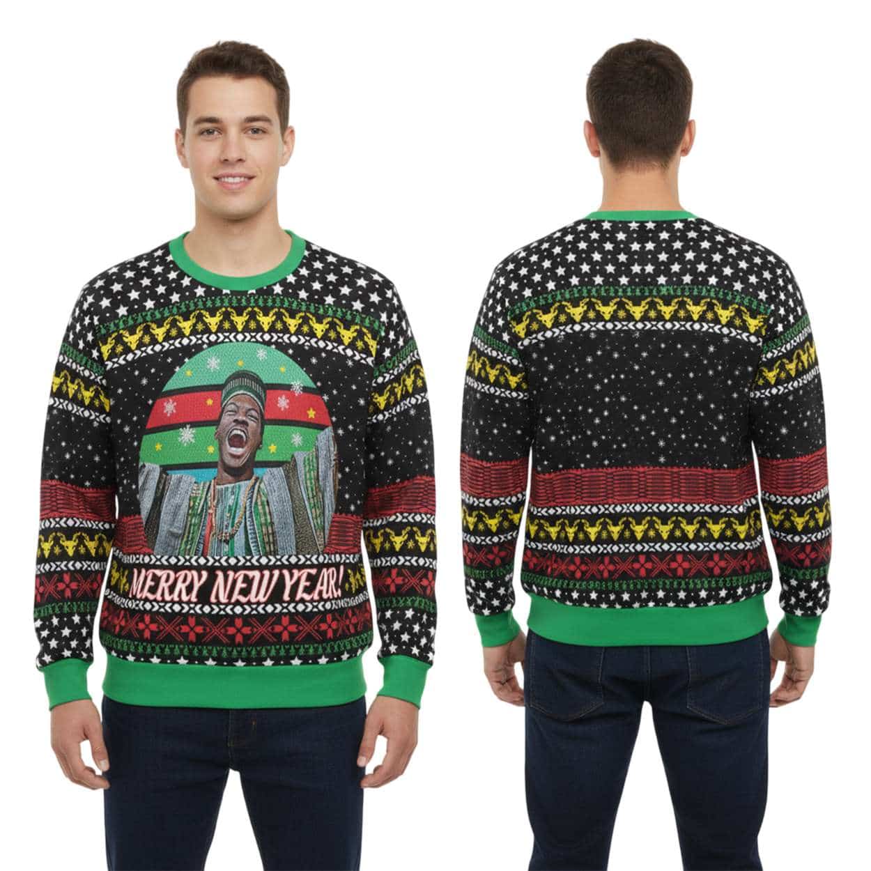 Merry New Year Trading Places Ugly Christmas Sweater