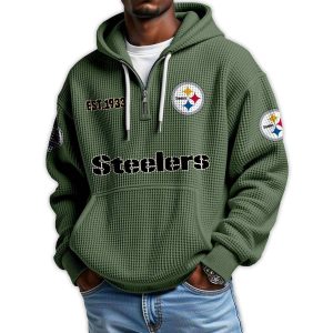 Steelers Est 1933 Quarter Zip Waffle Hoodie4