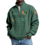 Miami Football Est 1926 Waffle Stand Collar Half Zip Sweatshirt
