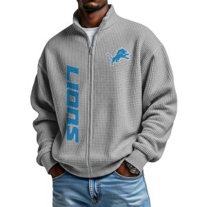 Lions Football Waffle Zip Up Sweatshirt4