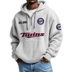 Twins Est 1901 Quarter Zip Waffle Hoodie4