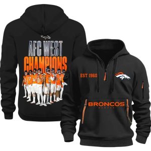Broncos 2025 AFC West Champions Quarter Zip Hoodie2