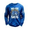 Never Underestimate An Old Man With A Pair Of Skis Waffle Long-Sleeve T-Shirt