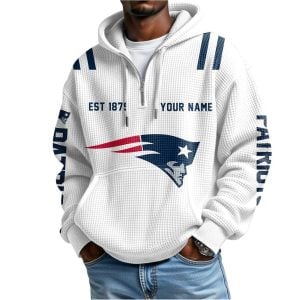 Patriots Est 1879 Personalized Quarter Zip Waffle Hoodie1