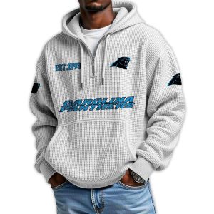 Panthers Est 1993 Quarter Zip Waffle Hoodie3