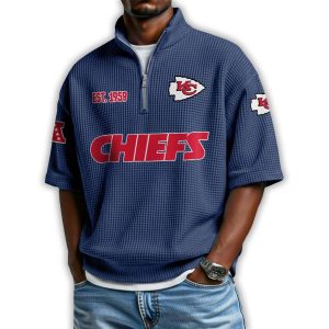 Chiefs Est 1959 Waffle Stand Collar Half Zip Polo Shirt3