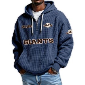 Giants Est 1883 Quarter Zip Waffle Hoodie3