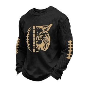 Mens Bobcats Football Print Waffle Sweatshirt2