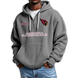 2025 Personalized Cardinals Quarter Zip Waffle Hoodie3