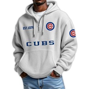 Cubs Est 1876 Quarter Zip Waffle Hoodie4