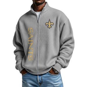 Saints Football Waffle Zip Up Sweatshirt4