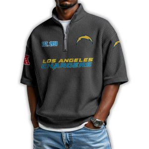Chargers Est 1959 Waffle Stand Collar Half Zip Polo Shirt1