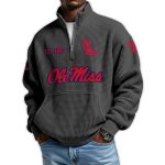 Ole Miss Football Est 1893 Waffle Stand Collar Half Zip Sweatshirt