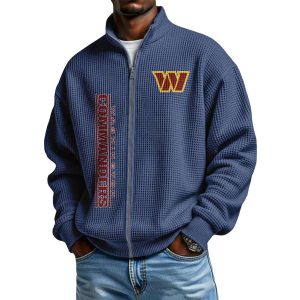 Commanders Football Waffle Zip Up Sweatshirt3