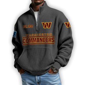 Commanders Est 1932 Waffle Stand Collar Half Zip Sweatshirt