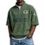 Packers Est 1919 Waffle Stand Collar Half Zip Polo Shirt
