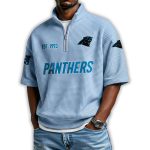 Panthers Est 1993 Waffle Stand Collar Half Zip Polo Shirt