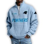 Panthers Est 1993 Waffle Stand Collar Half Zip Sweatshirt