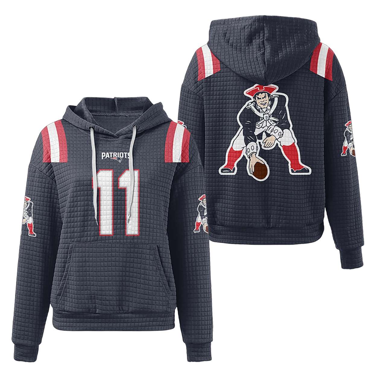 Pat Patriot 11 Football Waffle Hoodie Pat Patriot 11 Football Waffle Hoodie