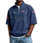 Patriots Est 1959 Waffle Stand Collar Half Zip Polo Shirt