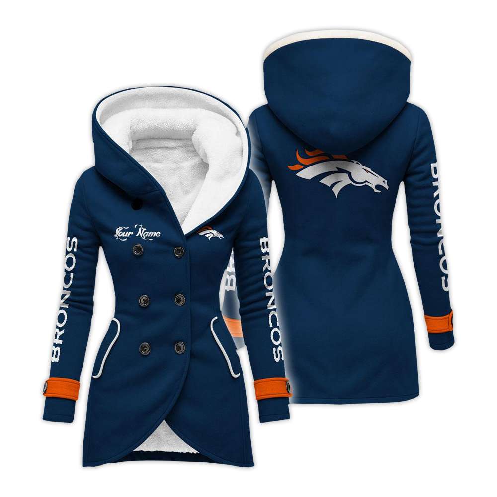 Personalized Broncos Long Hooded Fleece Jacket Personalized Broncos Long Hooded Fleece Jacket